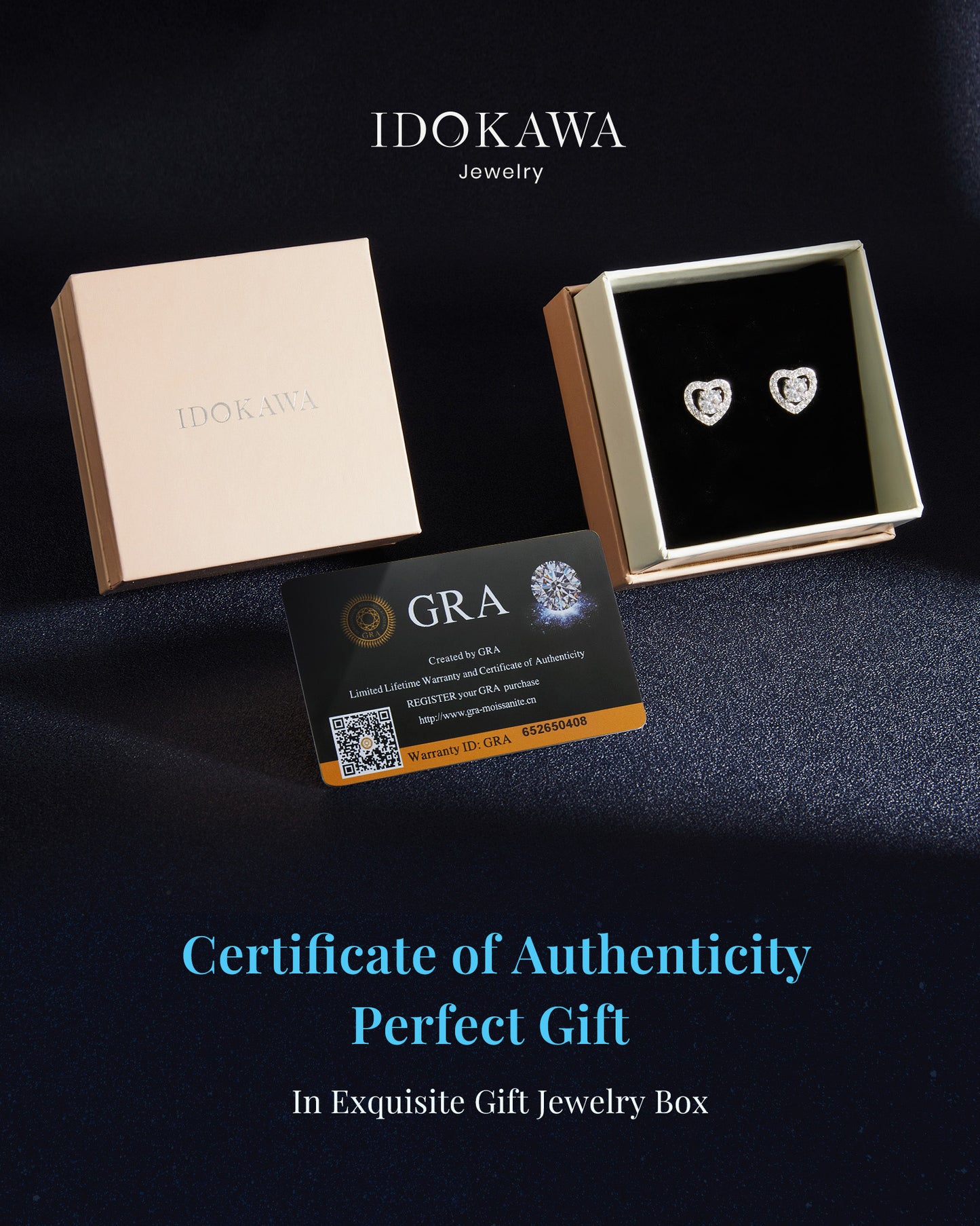Idokawa Moissanite Earrings for Women, S925 Sterling Silver Earrings Diamond Stud Earrings with Exquisite Box, Trendy Jewelry Gift for Valentines Day Birthday Mothers Day