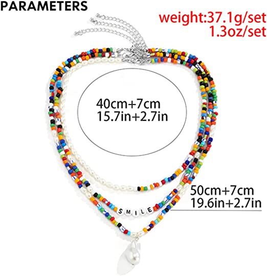 Baroque Simulated Pearl Layered Rainbow Small Bead Necklace