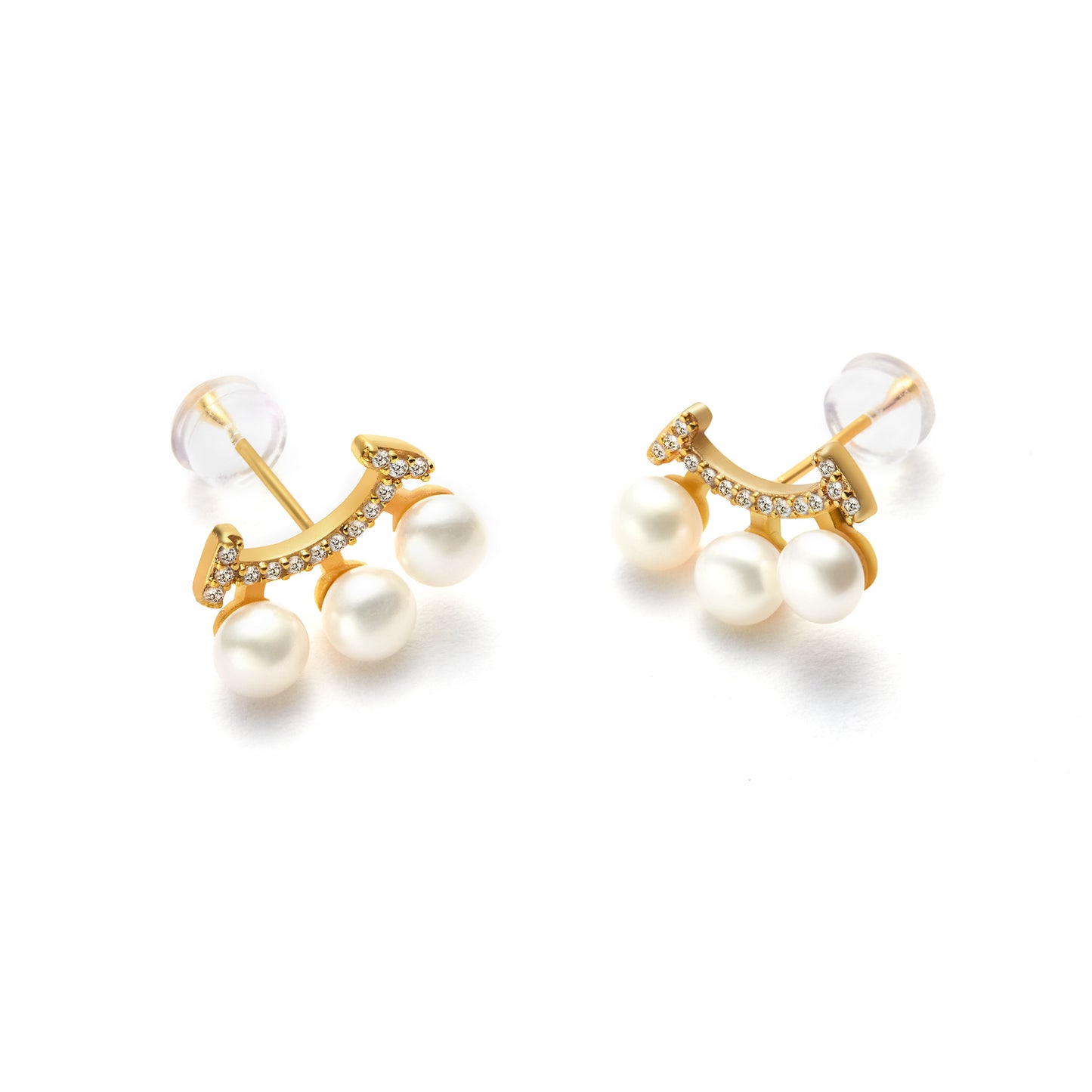 Simulated Pearl Smile Design Stud Earrings