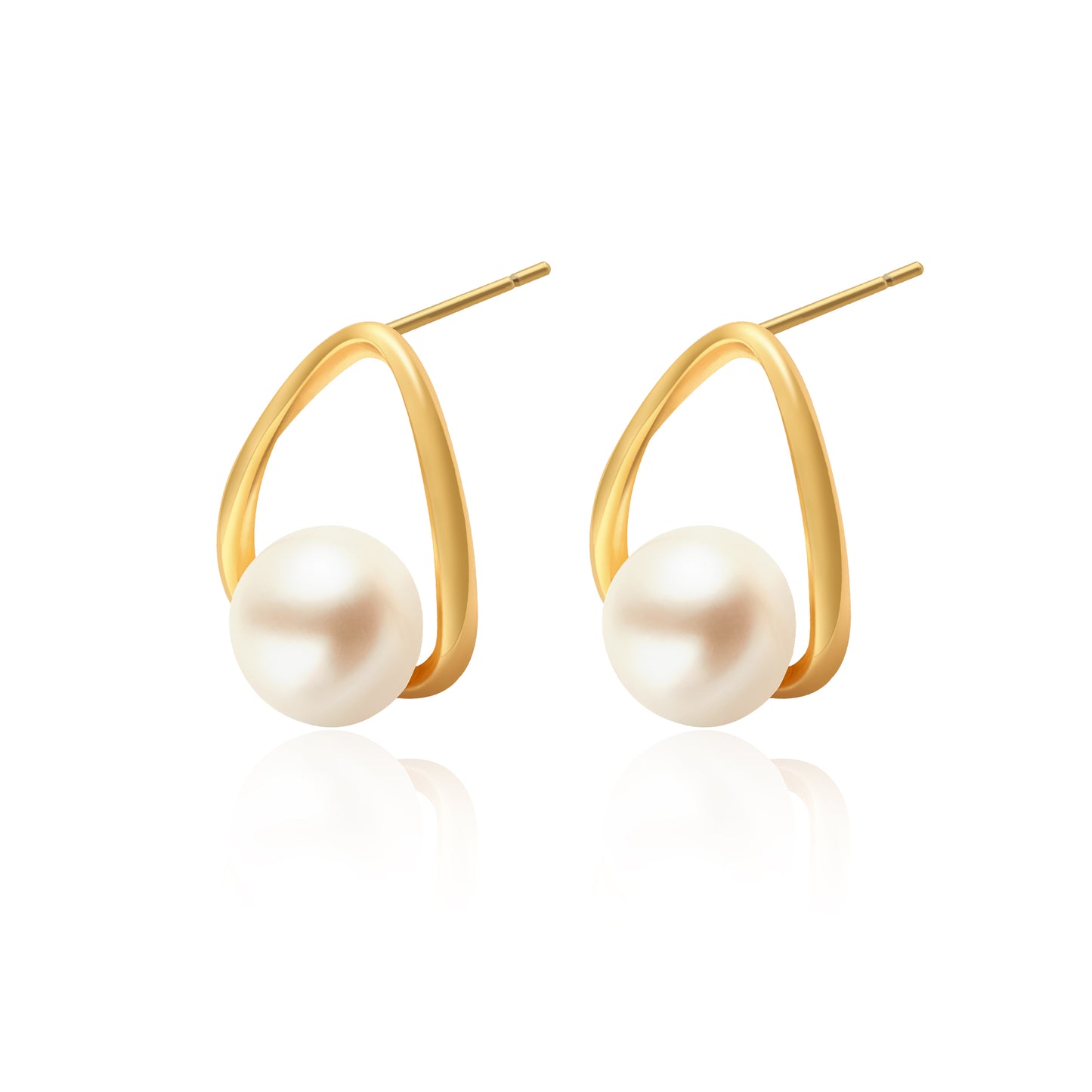 Geometric Design Simulated Pearl Stud Earrings