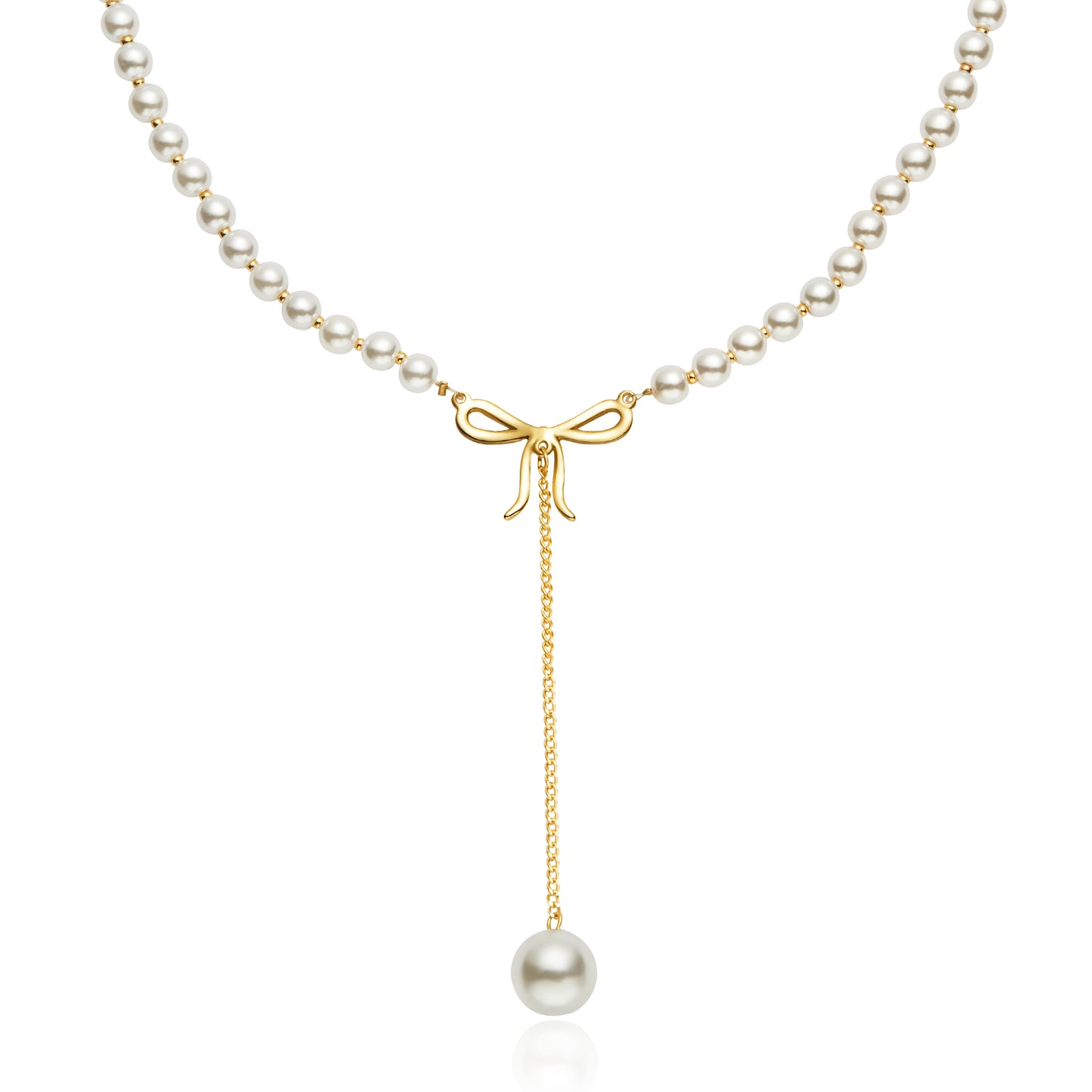 Butterfly Simulated Pearl Pendant Necklace