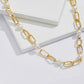 Gold Plated Paper Clip Simulated Pearl Necklace