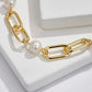 Gold Plated Paper Clip Simulated Pearl Necklace