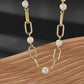 Gold Plated Paper Clip Simulated Pearl Necklace