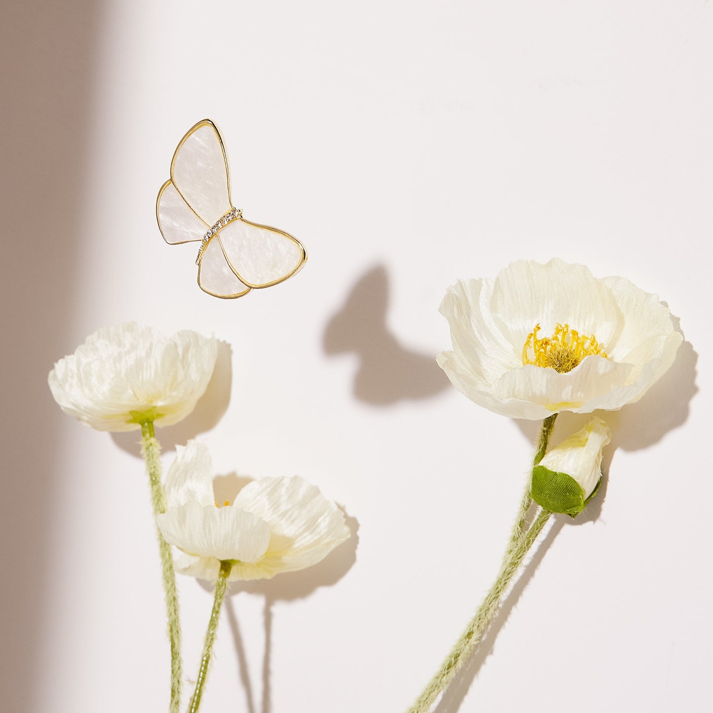 Natural White Simulated Butterfly Brooch Pins