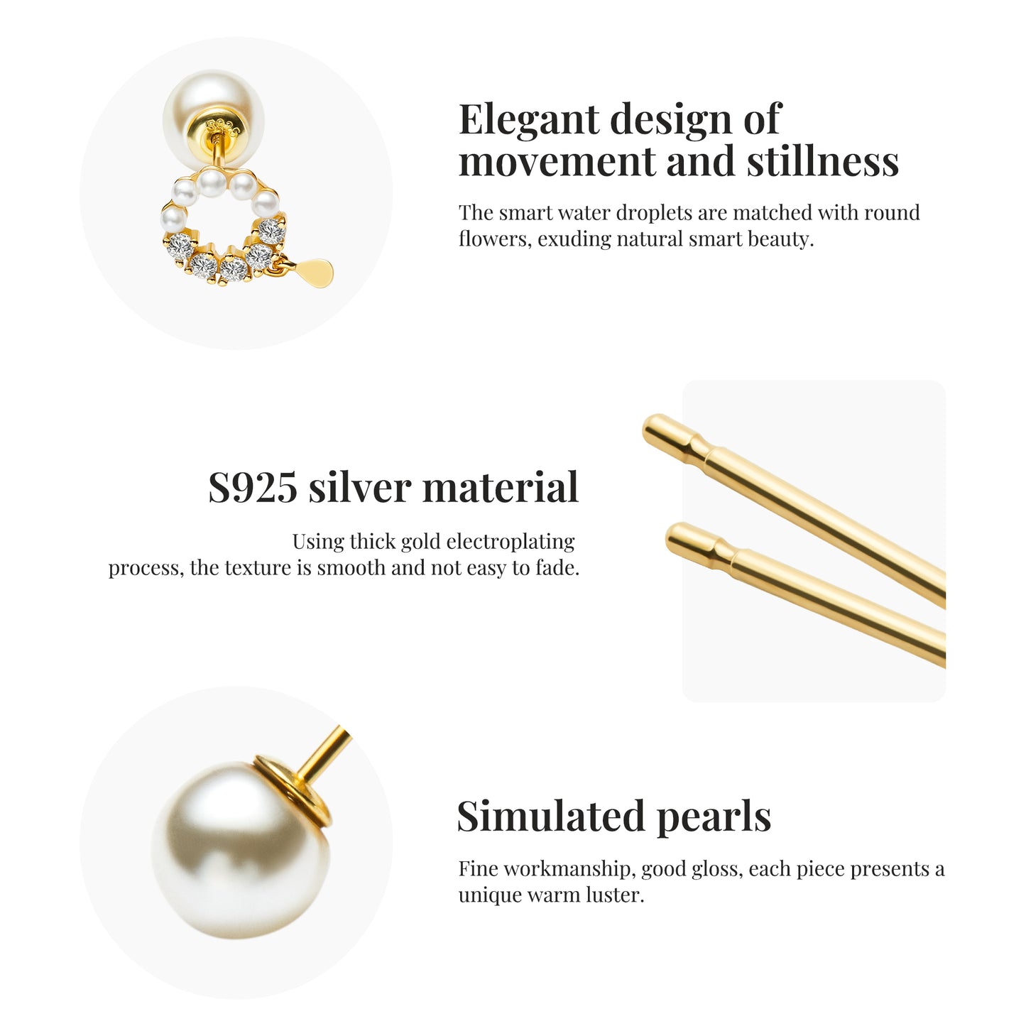 Simulated Pearl Stud Earrings