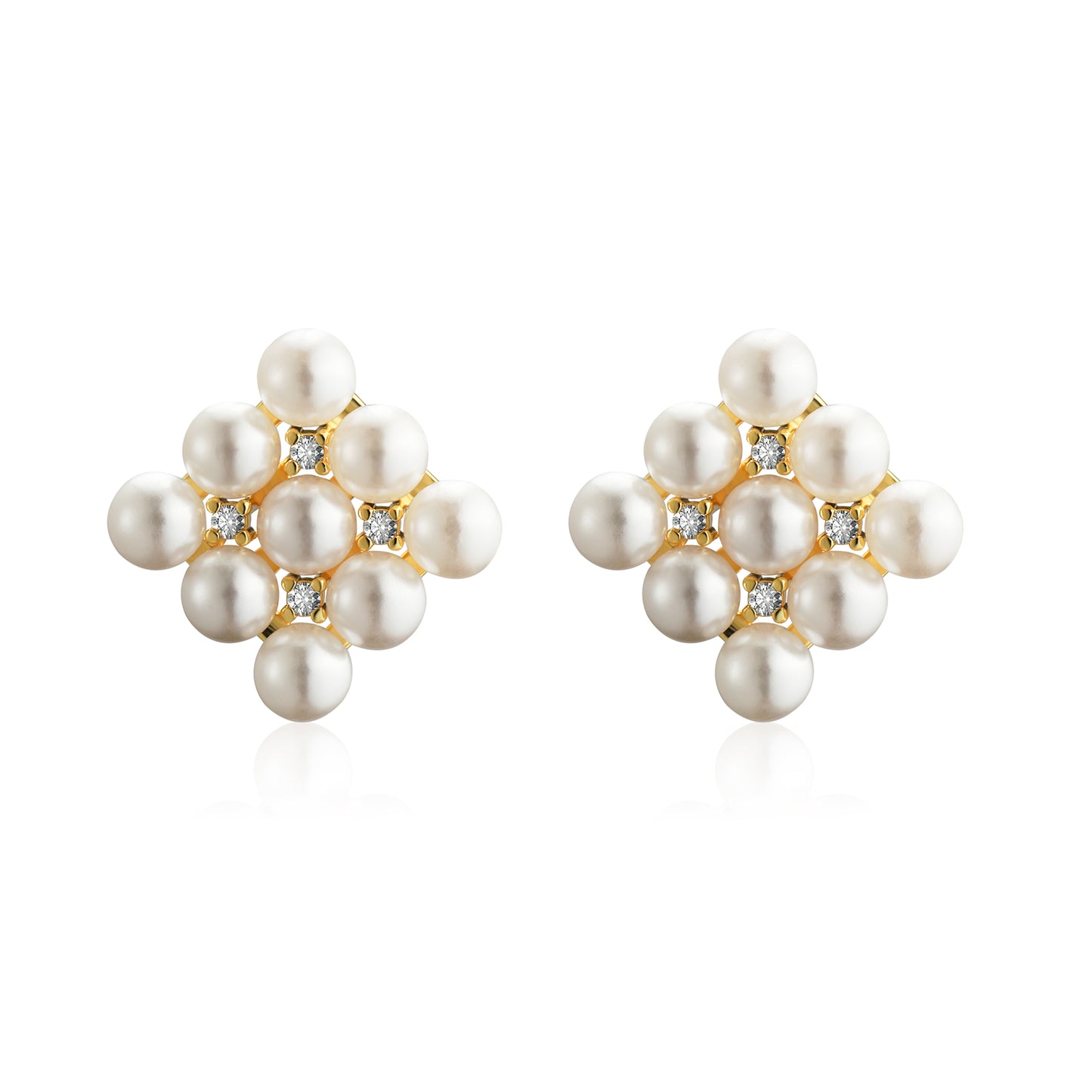 Square Simulated Pearl Stud Earrings