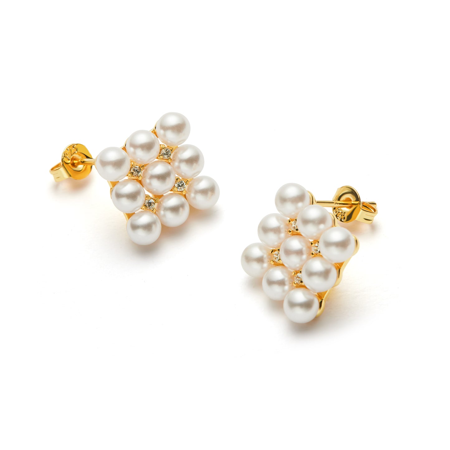 Square Simulated Pearl Stud Earrings