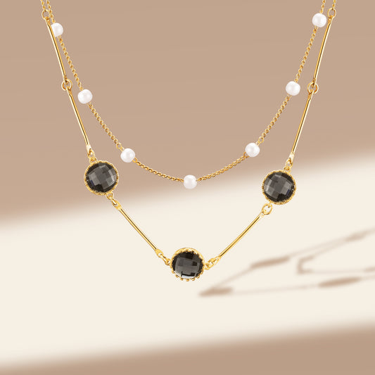 Long Double Strand Zircon Necklace