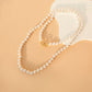Idokawa 8MM Round Simulated Shell Pearl Strand Layered Necklace for Women, Dainty Multiple Strands Long Necklace for Party, Vintage Costume Jewelry