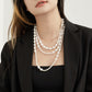 Layered White Faux Pearl Necklace – Elegant Statement Piece for Any Occasion