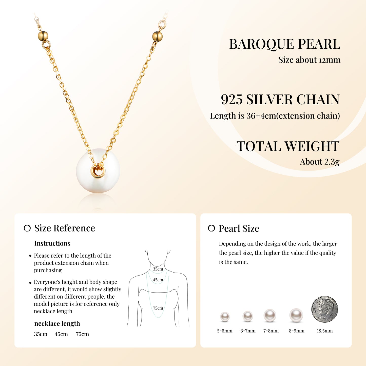 Baroque Simulated Pearl Pendant Necklace