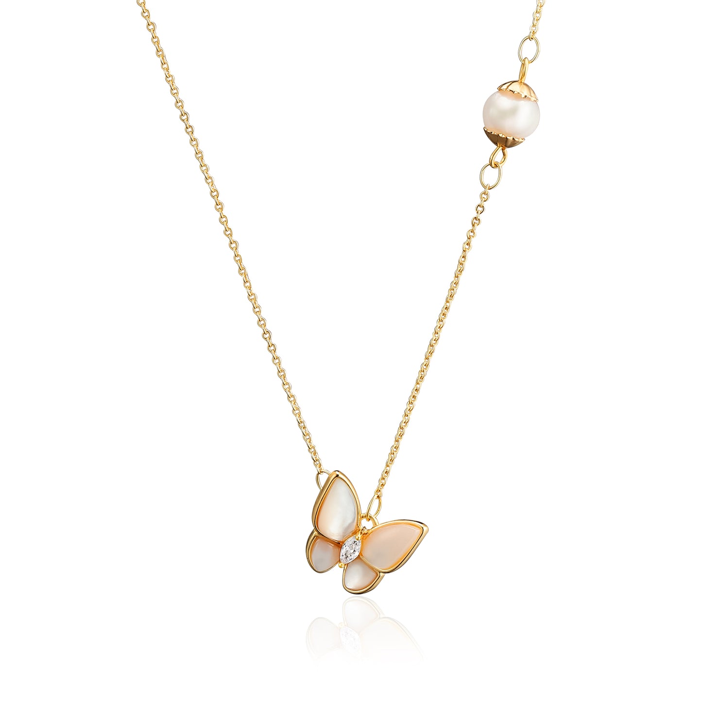 Clover Simulated Pearl Pendant Necklace